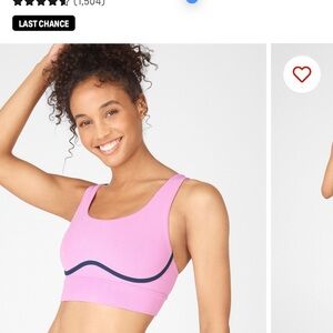 Fabletics Light Pink Sports Bra with Navy Accent